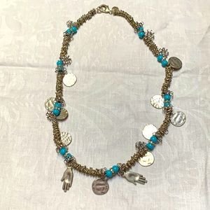 2 Necklaces from Cairo market 2 1/2 feet in length  metal rings/beads, peacock